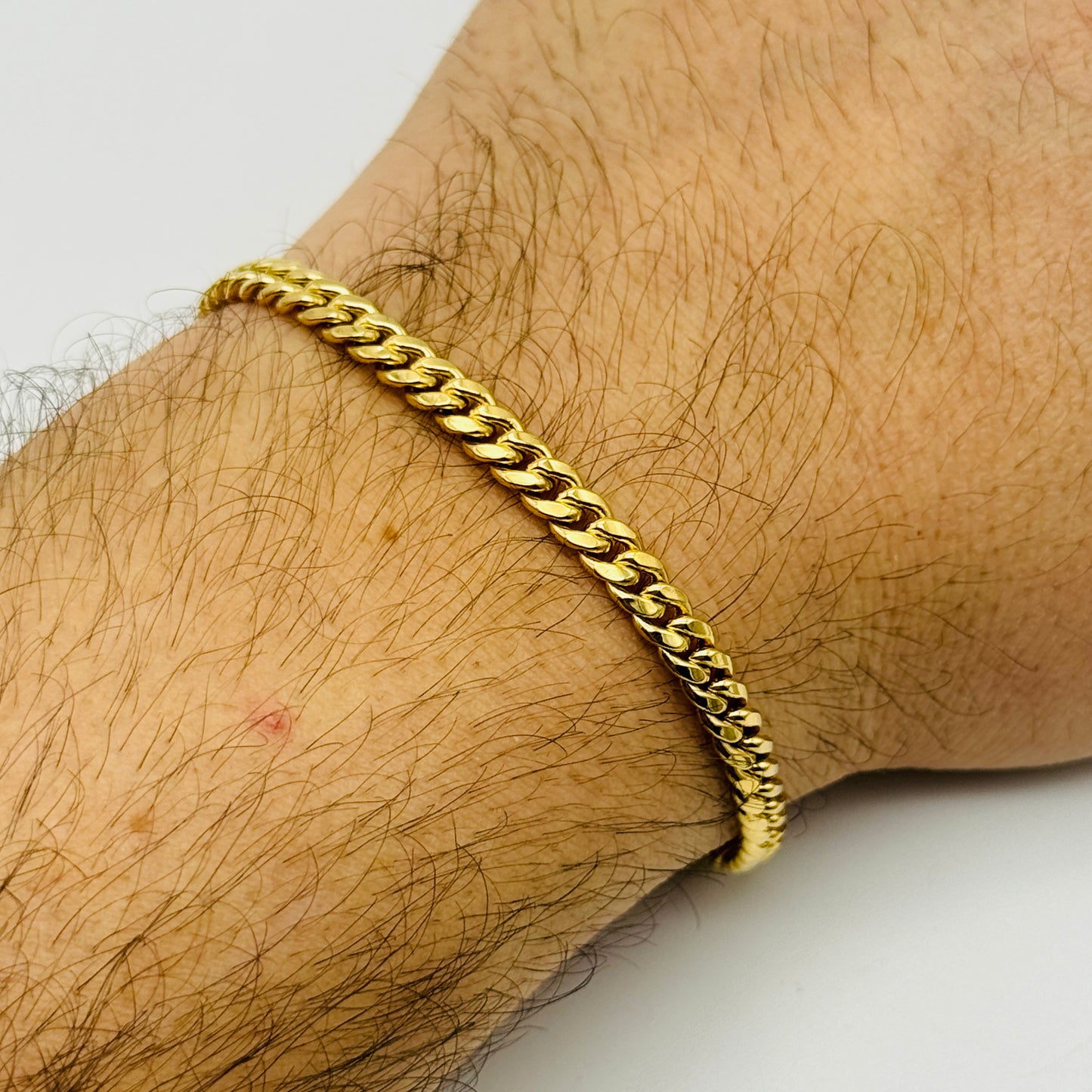 375 9ct Yellow Gold 4mm Cuban Curb Bracelet 7.5"