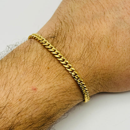 375 9ct Yellow Gold 4mm Cuban Curb Bracelet 7.5"