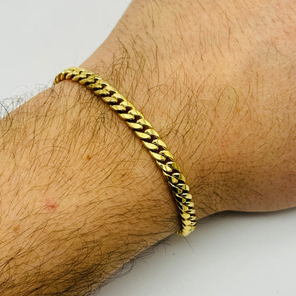375 9ct Yellow Gold 5mm Cuban Curb Bracelet 7.5" - 8.5"