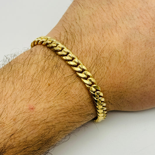 375 9ct Yellow Gold 7mm Cuban Curb Bracelet 8.5"