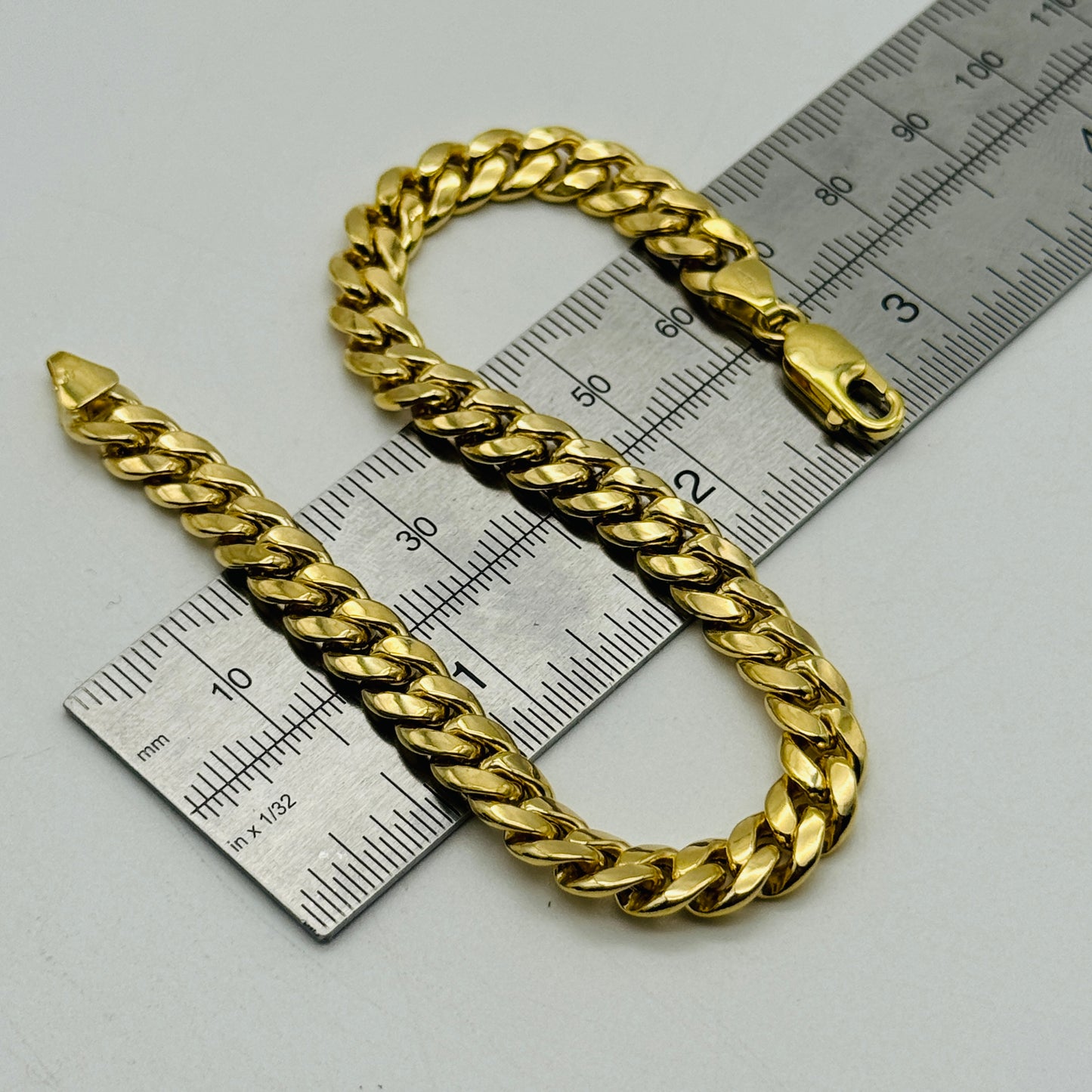 375 9ct Yellow Gold 7mm Cuban Curb Bracelet 8.5"