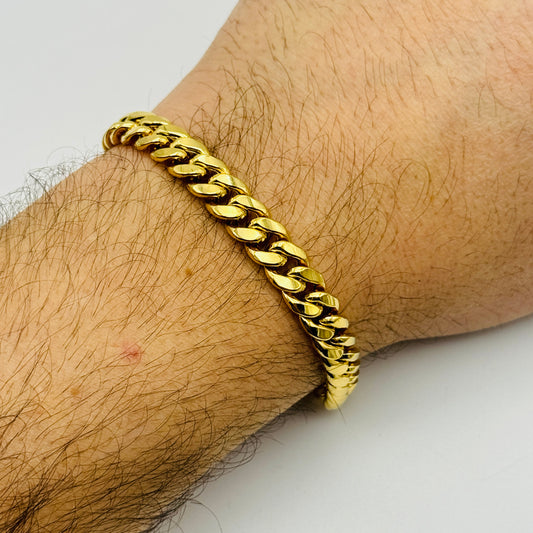 375 9ct Yellow Gold 8mm Cuban Curb Bracelet 8.5"