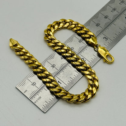 375 9ct Yellow Gold 8mm Cuban Curb Bracelet 8.5"