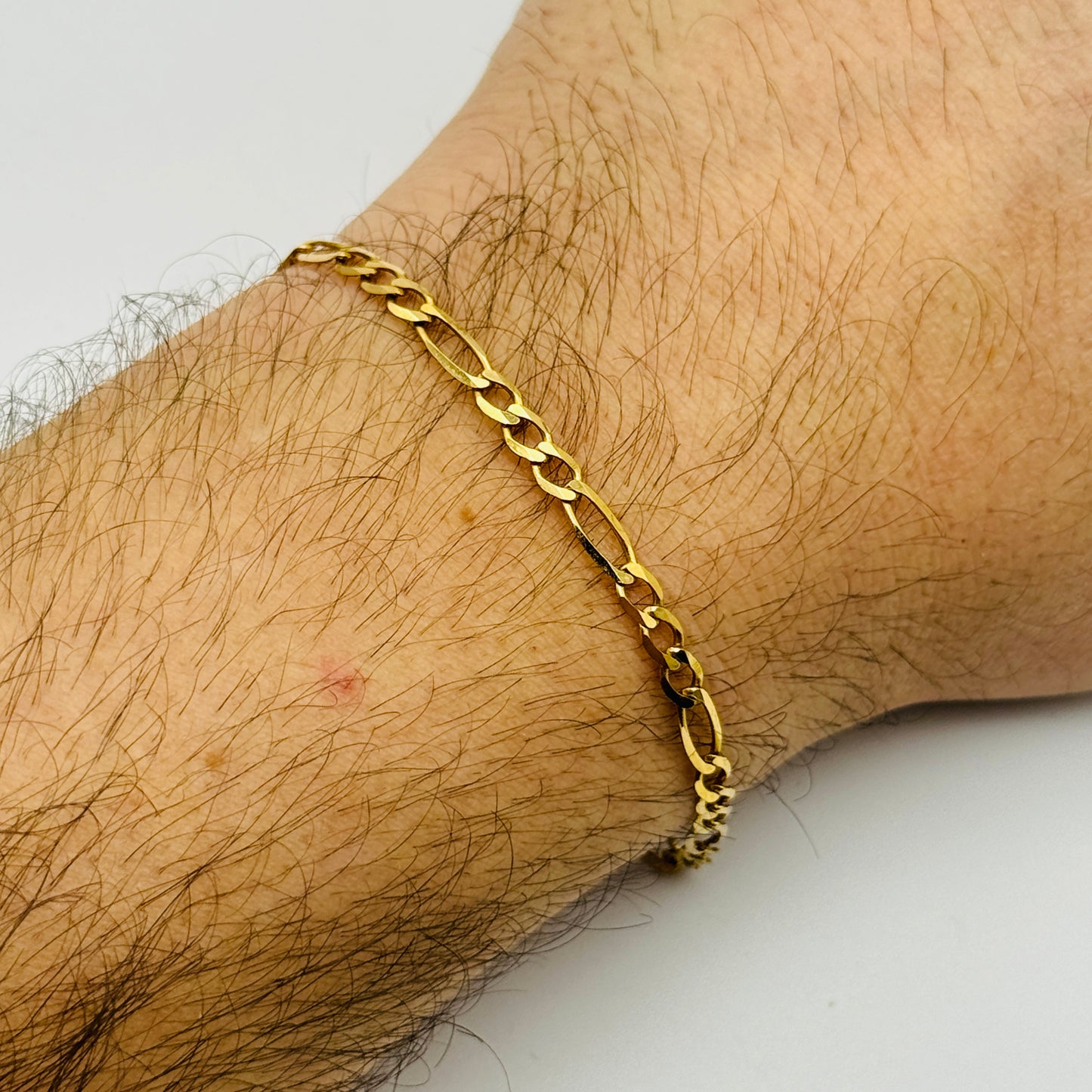 375 9ct Yellow Gold 4mm Figaro Bracelet 7.5" - 8.5"