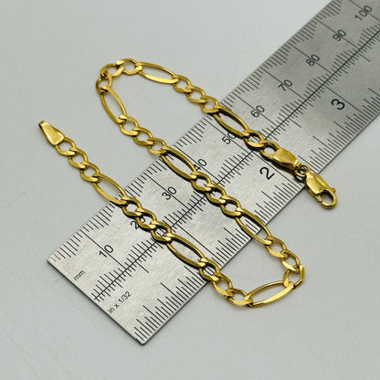 375 9ct Yellow Gold 5mm Figaro Bracelet 7.5" - 8.5"