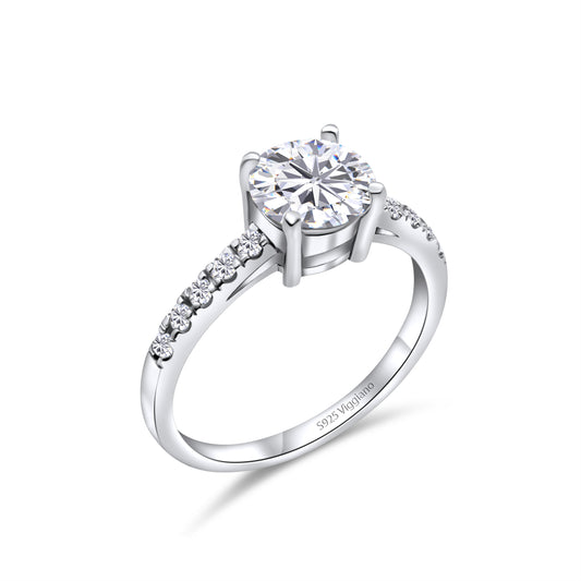 925 Sterling Silver Round Diamond Solitaire Engagement Ring