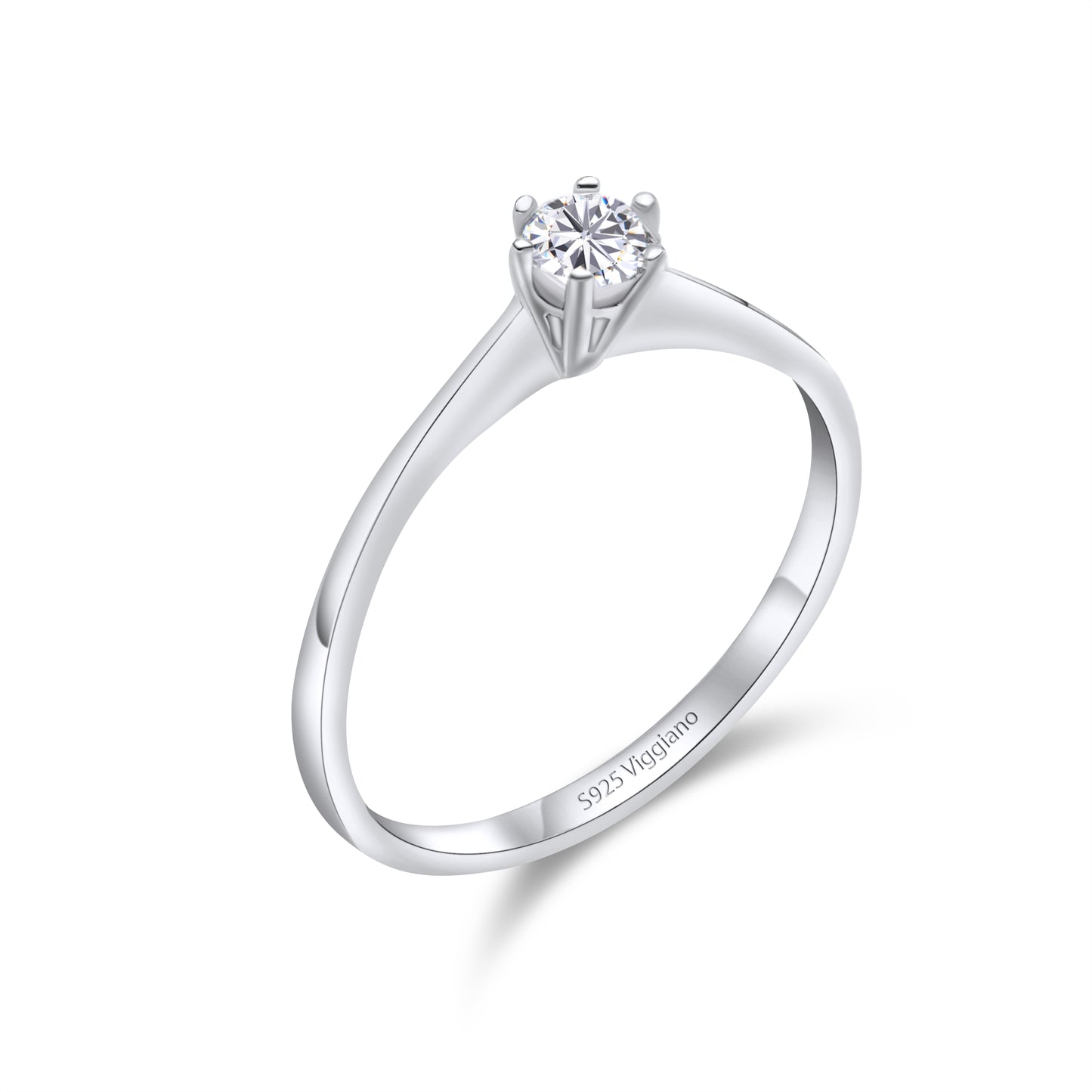 925 Sterling Silver 3mm Diamond Solitaire Engagement Ring