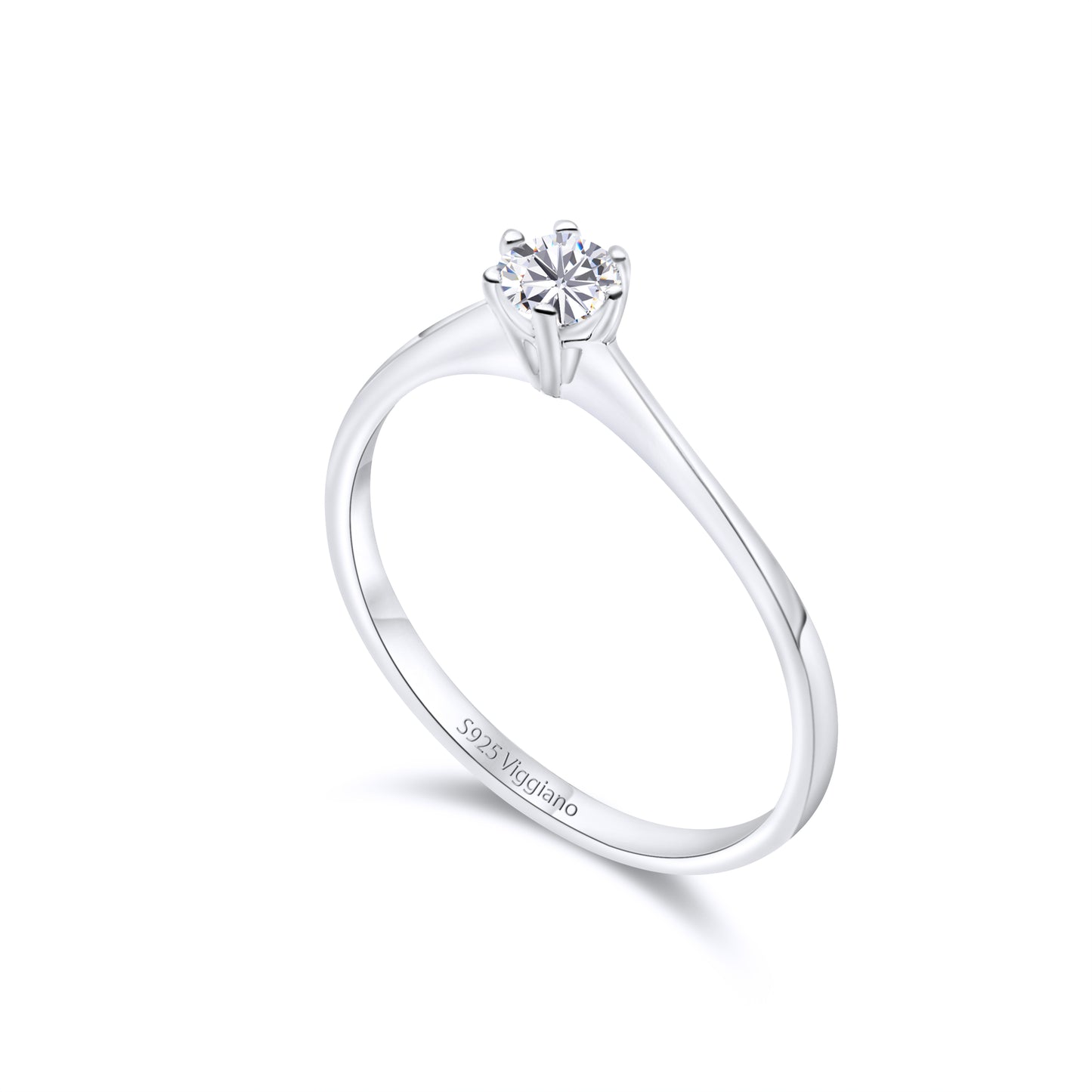 925 Sterling Silver 3mm Diamond Solitaire Engagement Ring