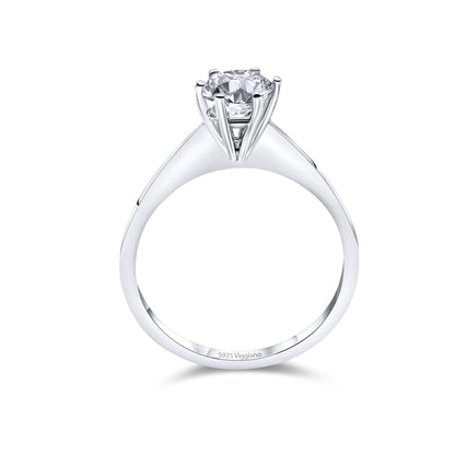 925 Sterling Silver 5mm Diamond Solitaire Engagement Ring