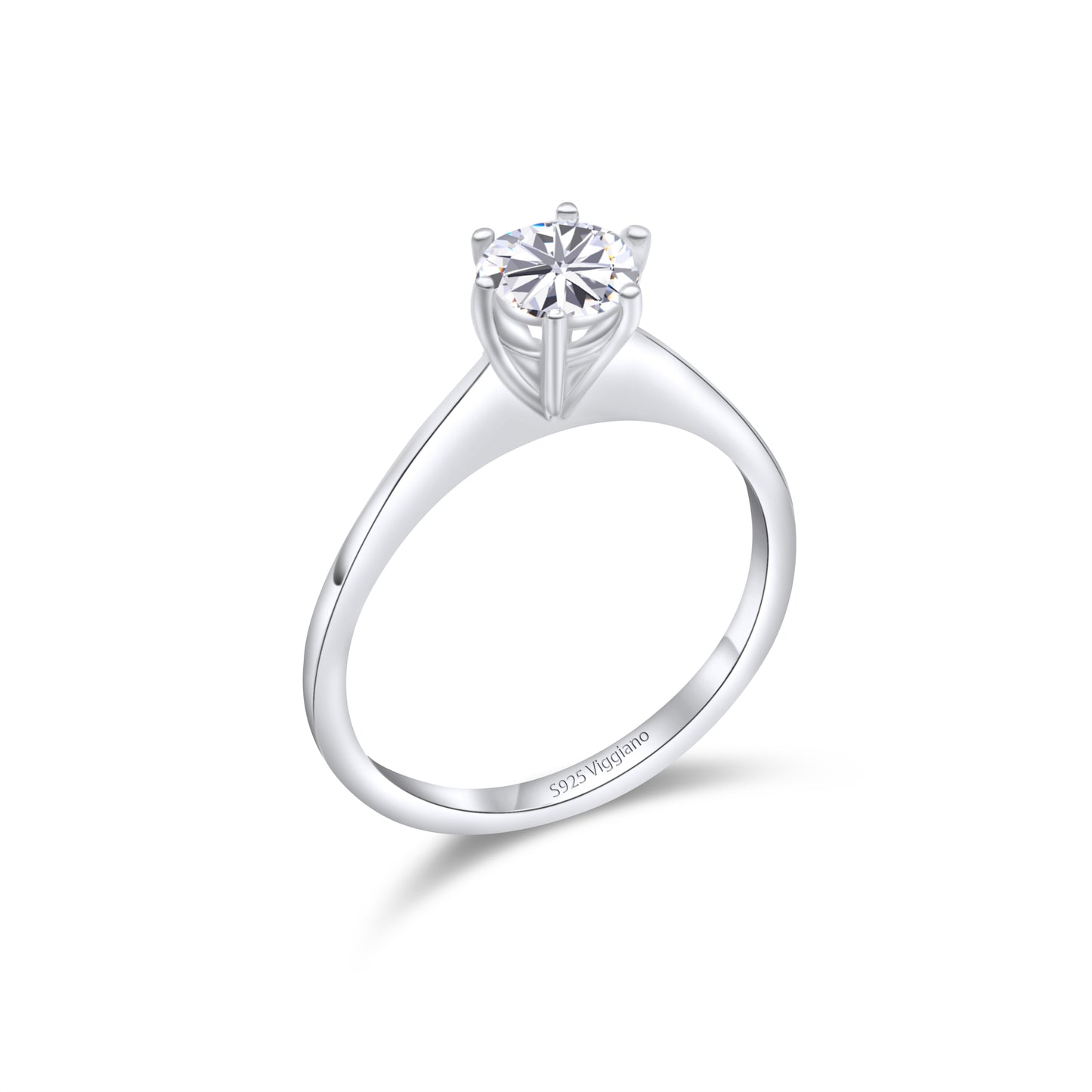925 Sterling Silver 5mm Diamond Solitaire Engagement Ring