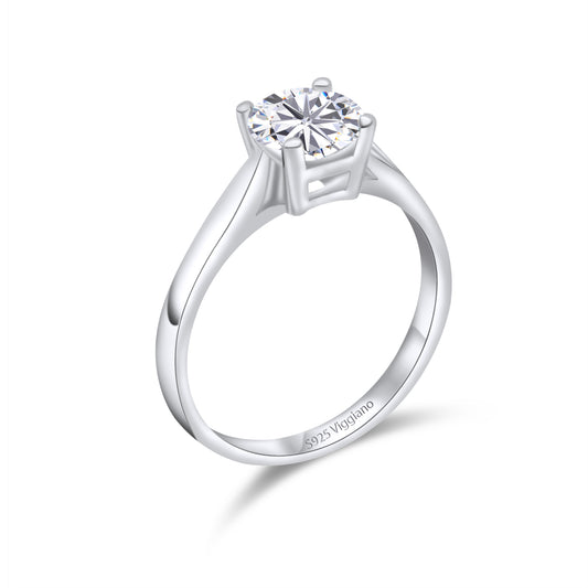 925 Sterling Silver 8mm Diamond Solitaire Engagement Ring