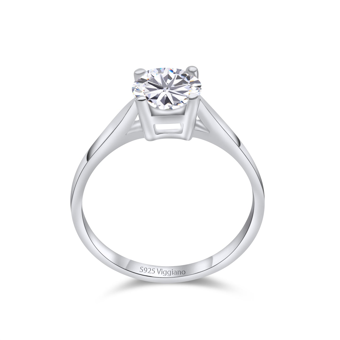 925 Sterling Silver 8mm Diamond Solitaire Engagement Ring