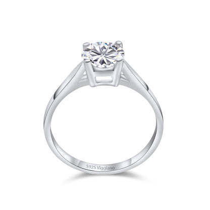 925 Sterling Silver 8mm Diamond Solitaire Engagement Ring
