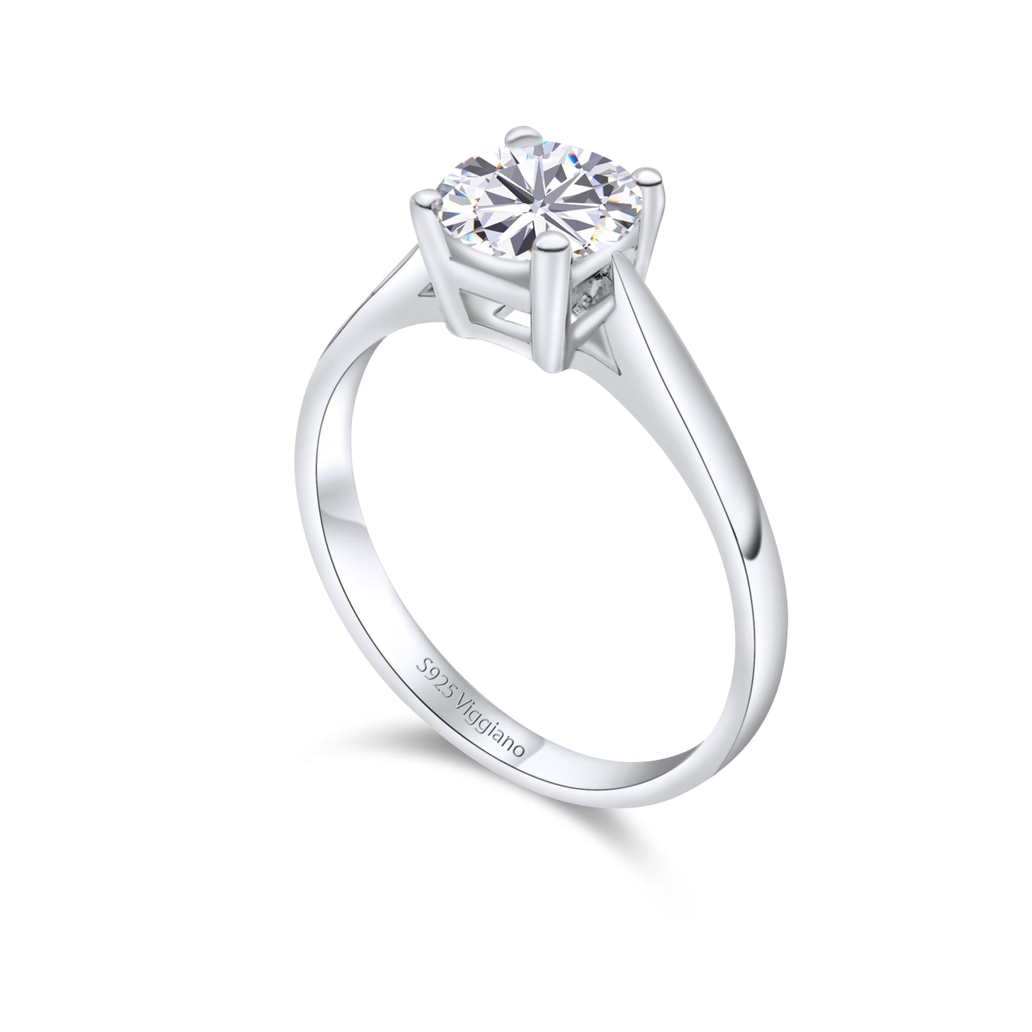 925 Sterling Silver 8mm Diamond Solitaire Engagement Ring