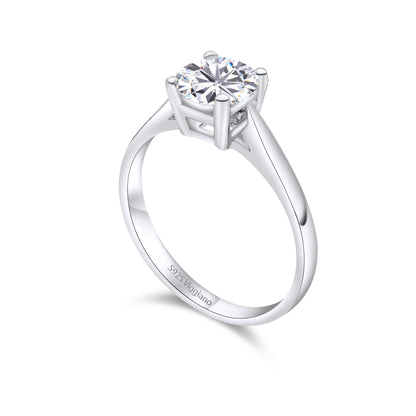 925 Sterling Silver 8mm Diamond Solitaire Engagement Ring