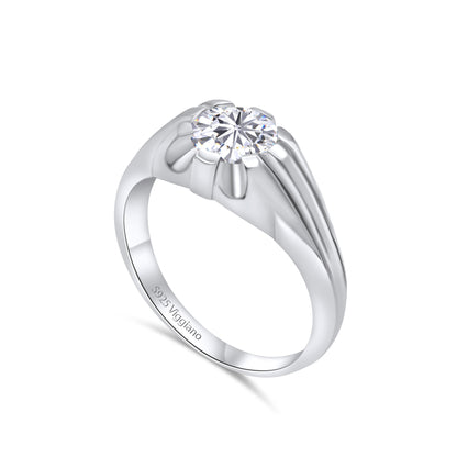 925 Sterling Silver Mens 8mm Single Stone Irish Gypsy Ring