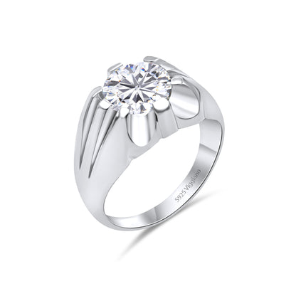 925 Sterling Silver Mens 10mm Single Stone Irish Gypsy Ring