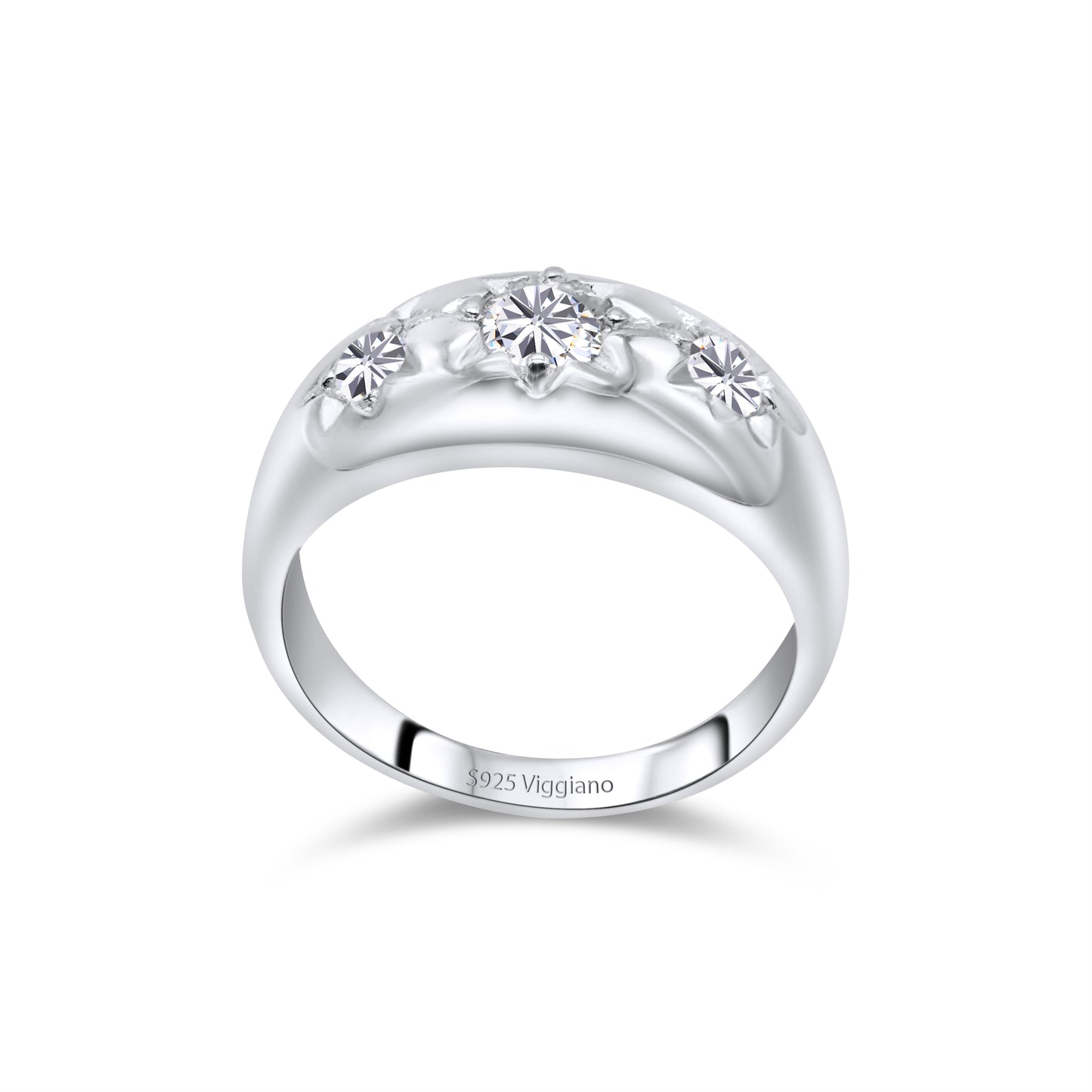 925 Sterling Silver Mens Three Stone Diamond Irish Gypsy Ring