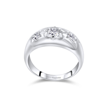 925 Sterling Silver Mens Three Stone Diamond Irish Gypsy Ring
