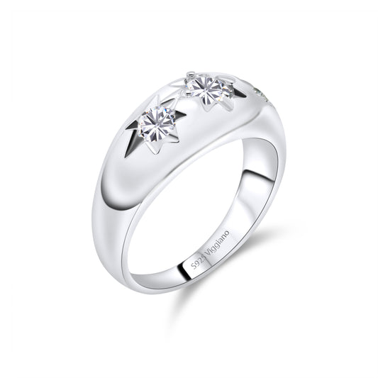 925 Sterling Silver Mens Three Stone Diamond Irish Gypsy Ring
