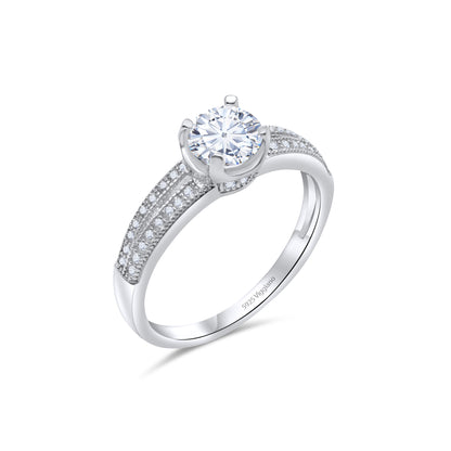 925 Sterling Silver 6mm Round Diamond Solitaire Engagement Ring