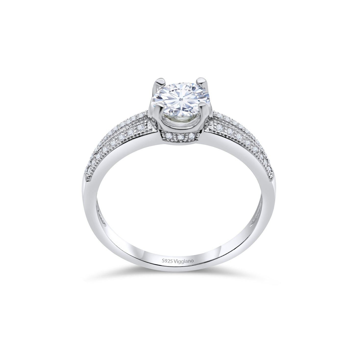 925 Sterling Silver 6mm Round Diamond Solitaire Engagement Ring
