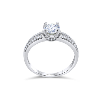 925 Sterling Silver 6mm Round Diamond Solitaire Engagement Ring