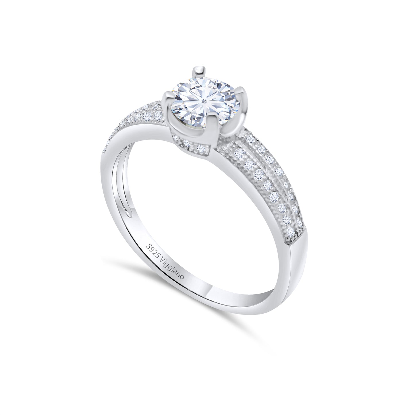 925 Sterling Silver 6mm Round Diamond Solitaire Engagement Ring