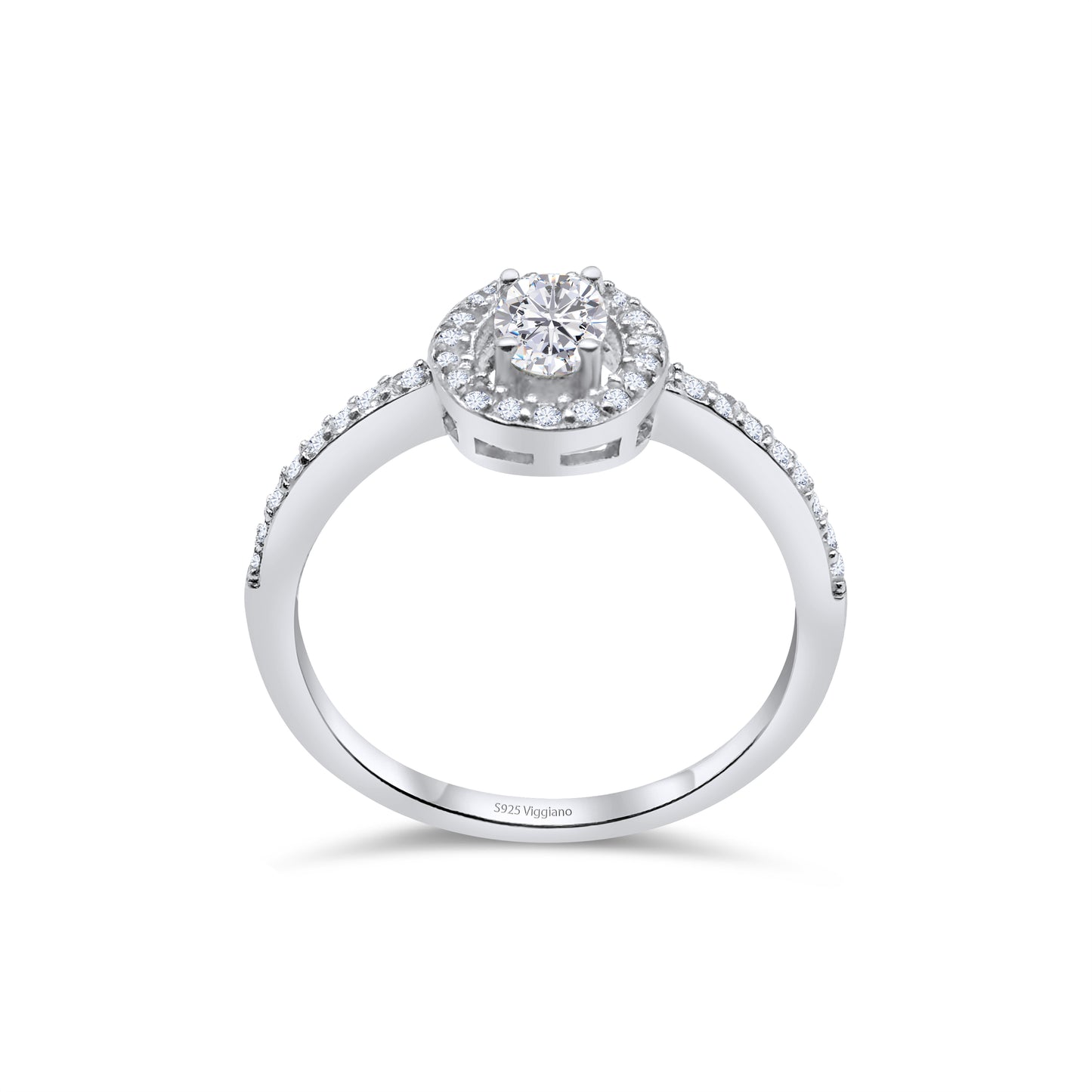925 Sterling Silver Oval Diamond Solitaire Engagement Ring