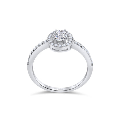 925 Sterling Silver Oval Diamond Solitaire Engagement Ring