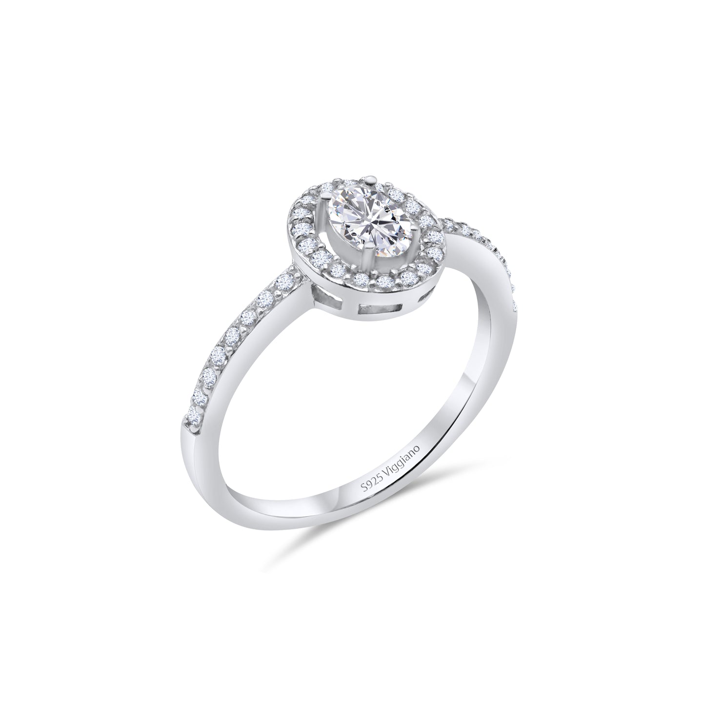 925 Sterling Silver Oval Diamond Solitaire Engagement Ring