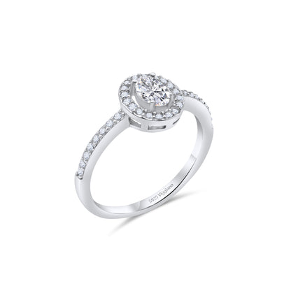 925 Sterling Silver Oval Diamond Solitaire Engagement Ring