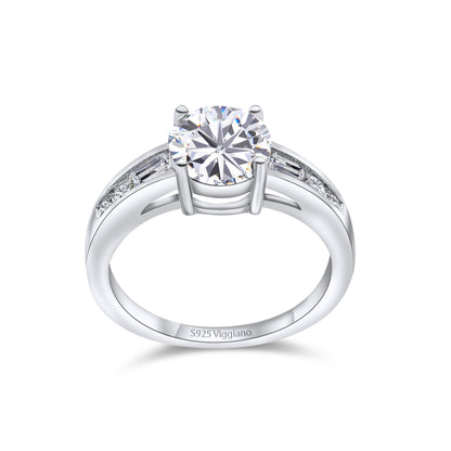 925 Sterling Silver Diamond Channel Set Engagement Ring