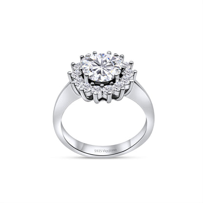 925 Sterling Silver Round Diamond Halo Engagement Ring