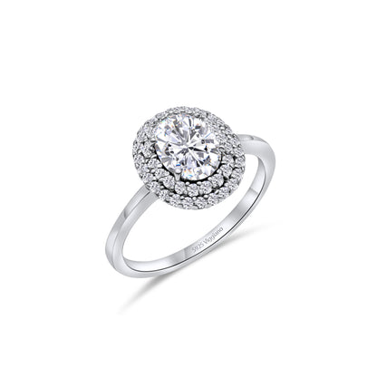 925 Sterling Silver Oval Diamond Halo Engagement Ring