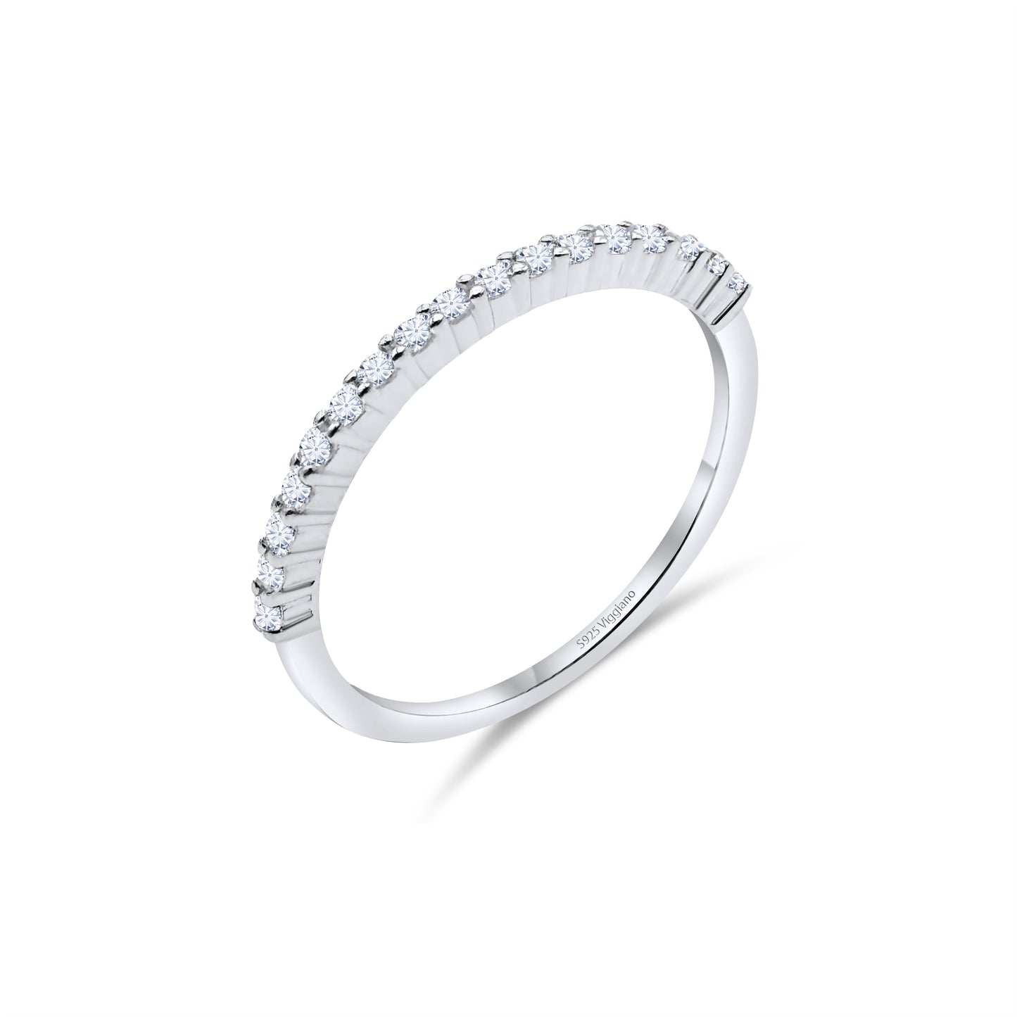 925 Sterling Silver 1mm Diamond Half Eternity Ring