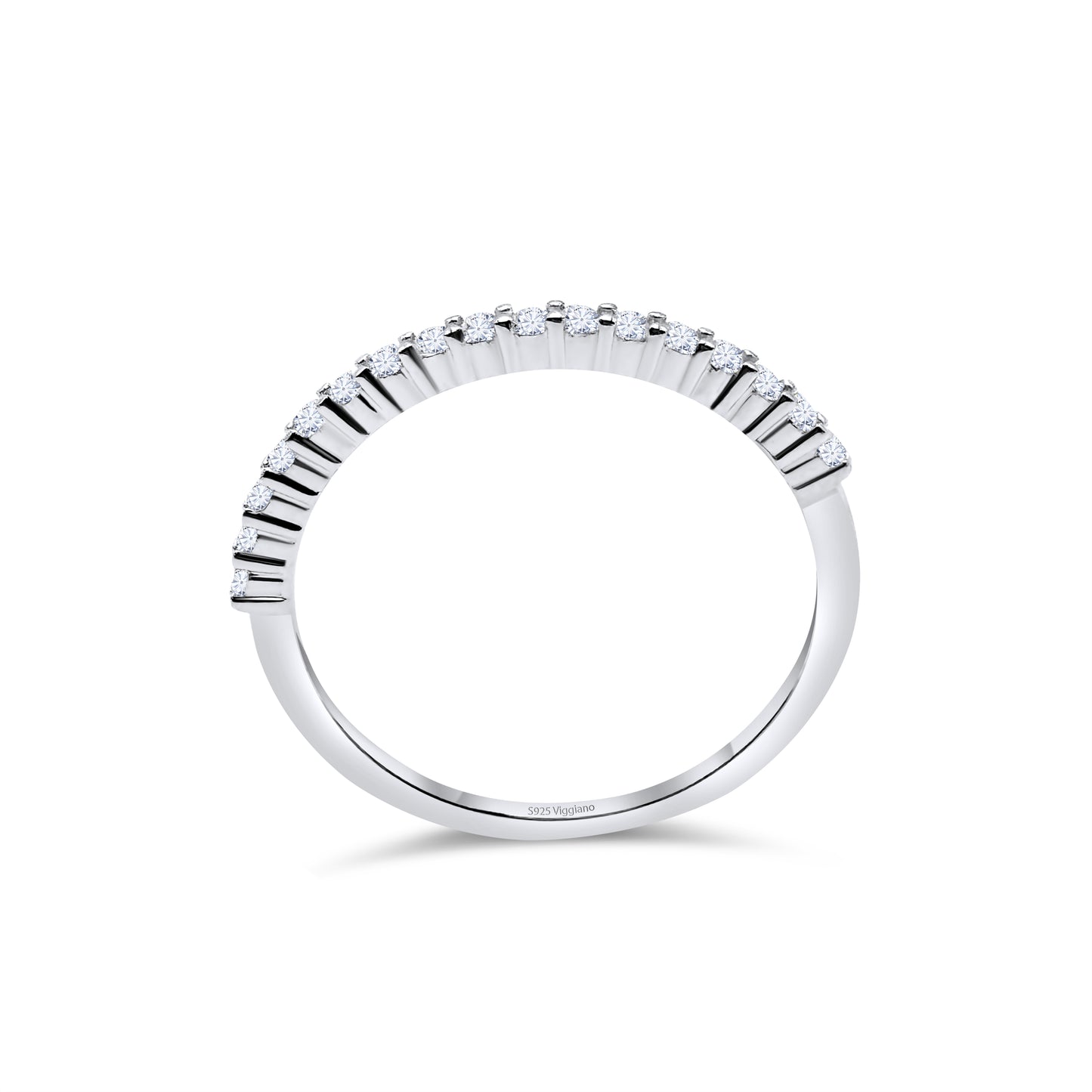 925 Sterling Silver 1mm Diamond Half Eternity Ring