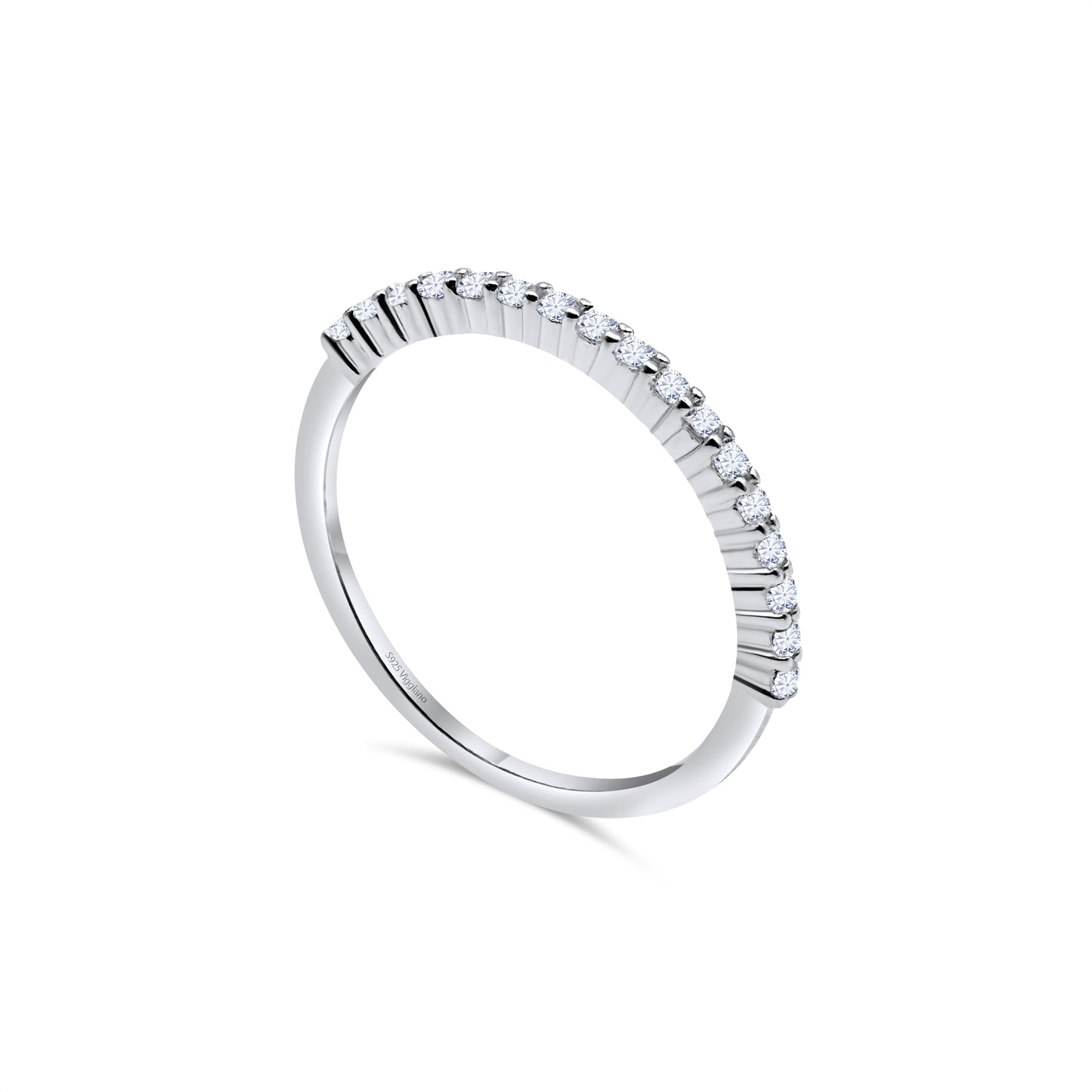 925 Sterling Silver 1mm Diamond Half Eternity Ring