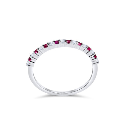 925 Sterling Silver 1mm Ruby Half Eternity Ring