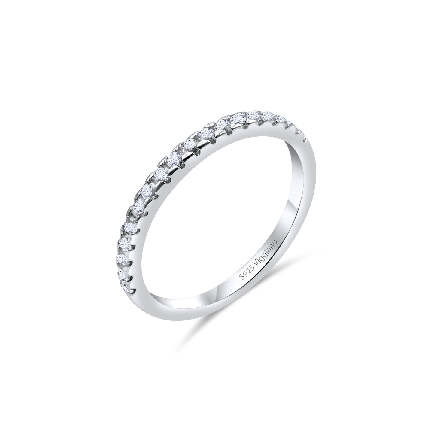 925 Sterling Silver 2mm Diamond Half Eternity Ring