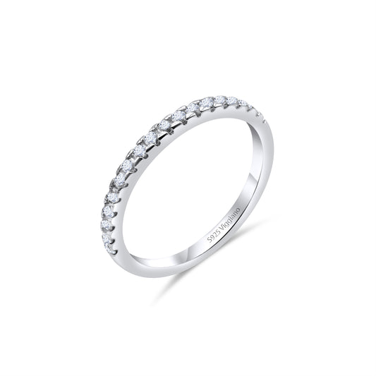 925 Sterling Silver 2mm Diamond Half Eternity Ring