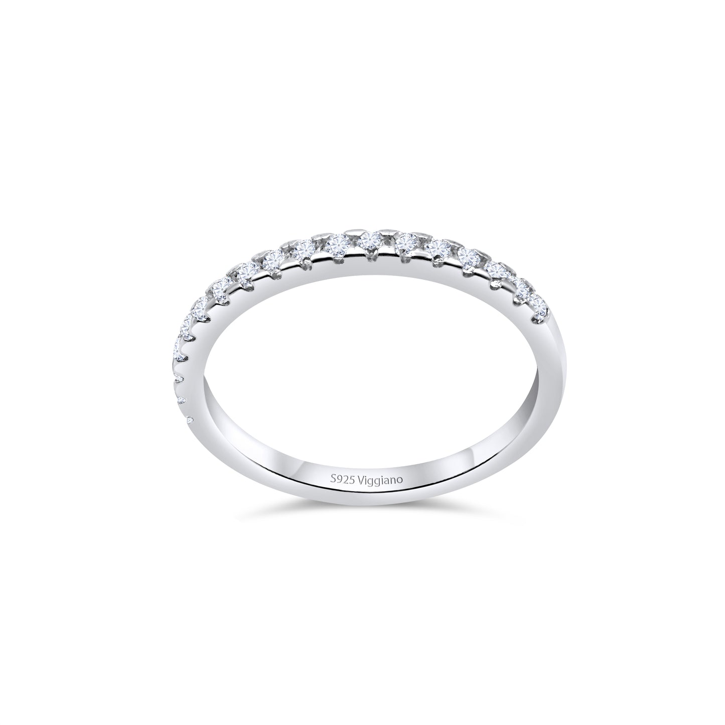 925 Sterling Silver 2mm Diamond Half Eternity Ring