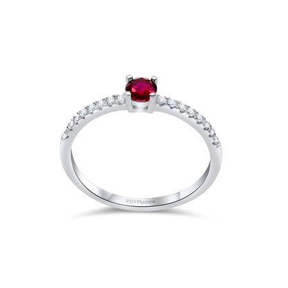 925 Sterling Silver 3mm Ruby Solitaire Engagement Ring