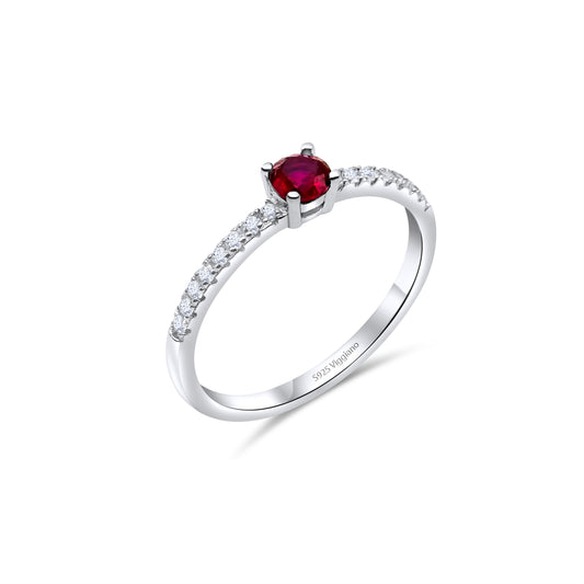 925 Sterling Silver 3mm Ruby Solitaire Engagement Ring