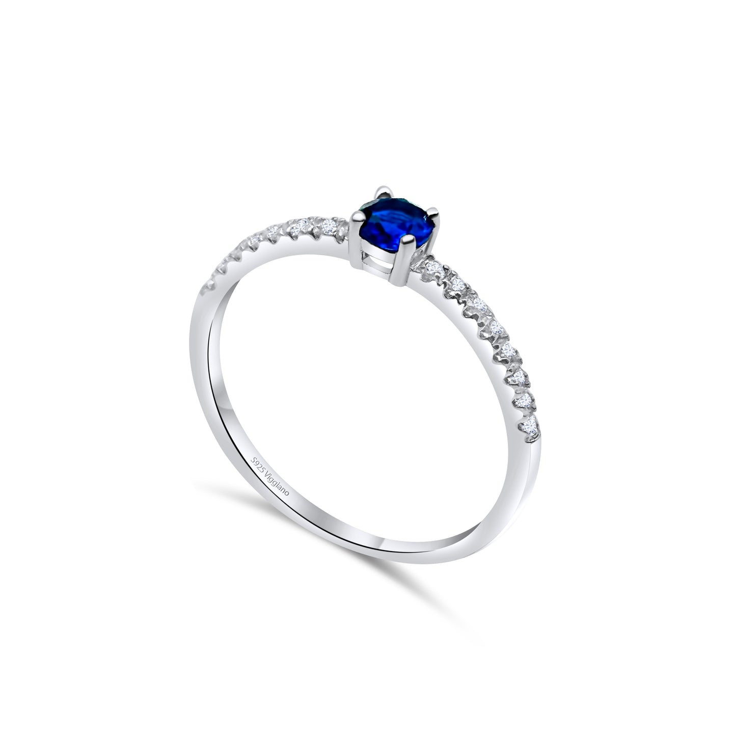 925 Sterling Silver 3mm Sapphire Solitaire Engagement Ring