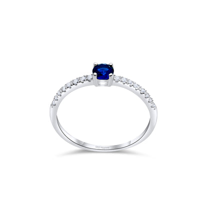 925 Sterling Silver 3mm Sapphire Solitaire Engagement Ring