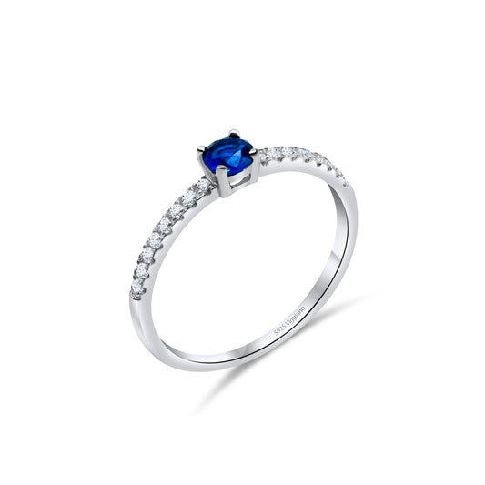 925 Sterling Silver 3mm Sapphire Solitaire Engagement Ring