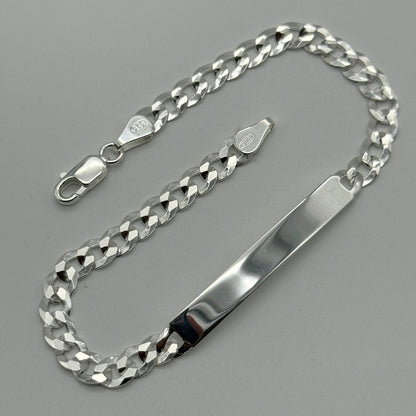 925 Sterling Silver 5mm Curb ID Bracelet 8 Inch