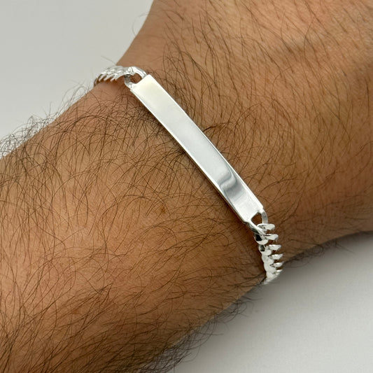 925 Sterling Silver 5mm Curb ID Bracelet 8 Inch