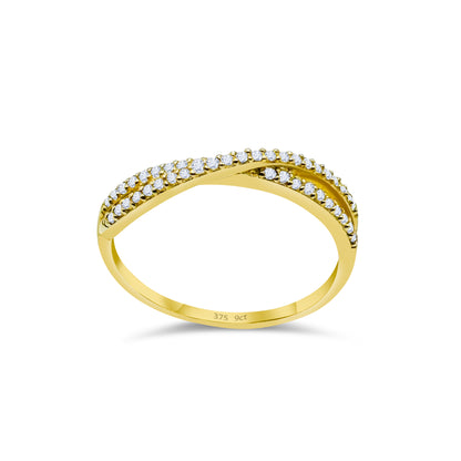 9ct Yellow Gold Crossover Diamond Eternity Ring